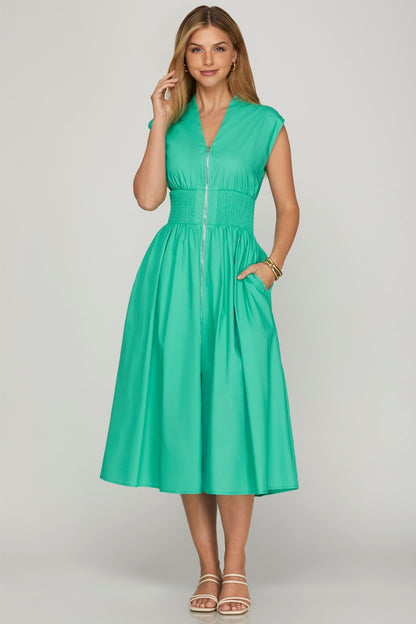 Smocked Waist Midi Dress