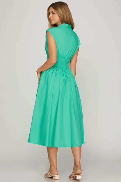 Smocked Waist Midi Dress