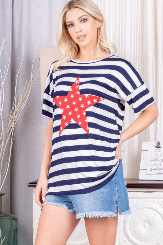 Navy Star Top- Plus
