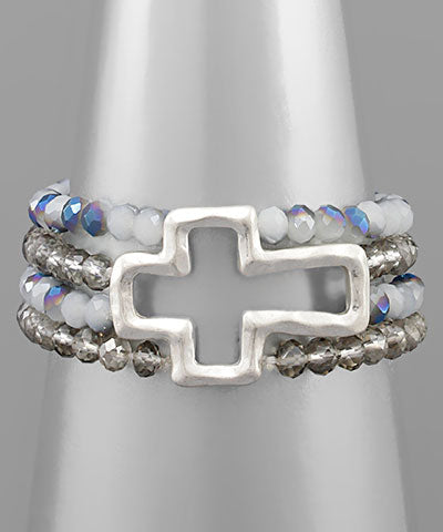 Stack Bead Cross Bracelet