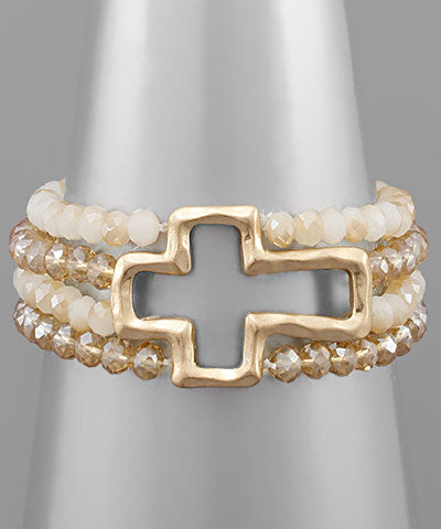 Stack Bead Cross Bracelet