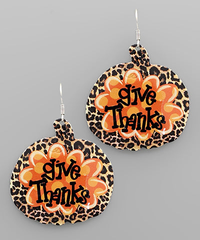 Give Thanks Pumpkin Earrings