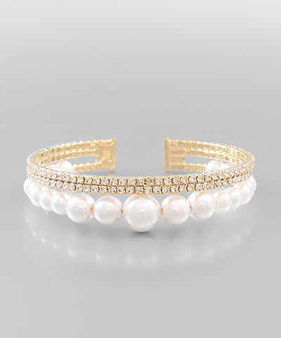 Pearl Crystal Row Cuff