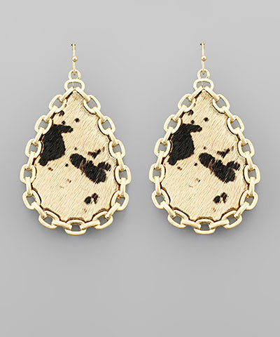 Cowhide Teardrop Earrings