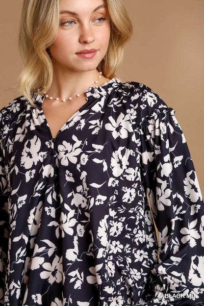Brantley Black Floral Top