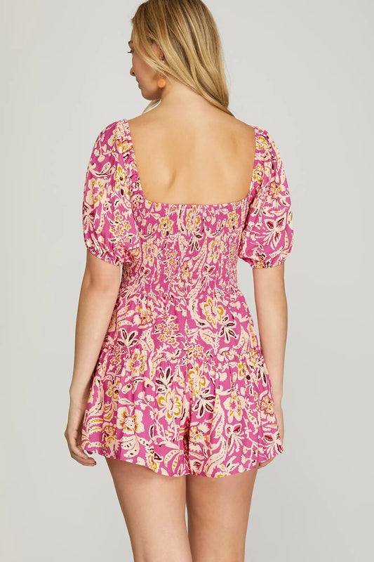 Pink Peony Club Romper