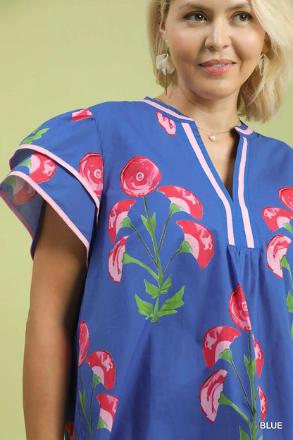 Blossom Blue Print Top