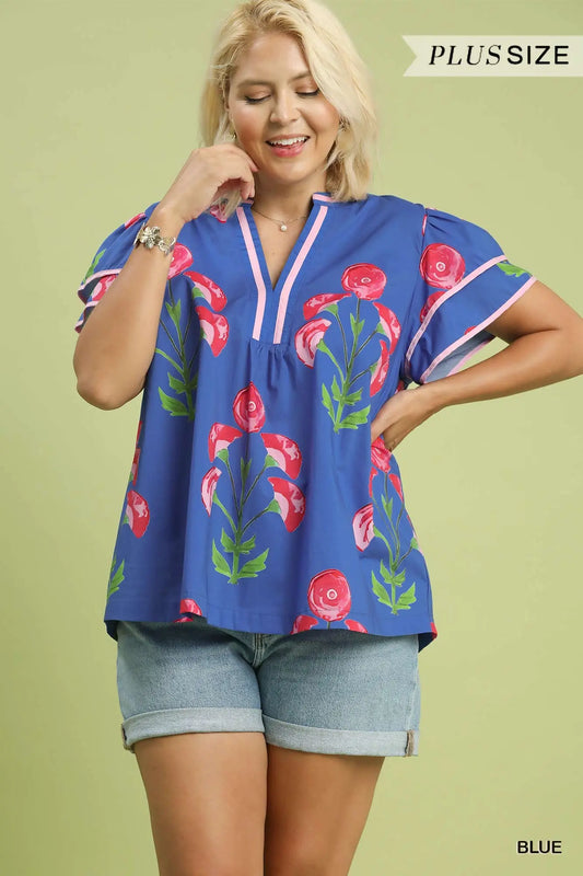 Blossom Blue Print Top