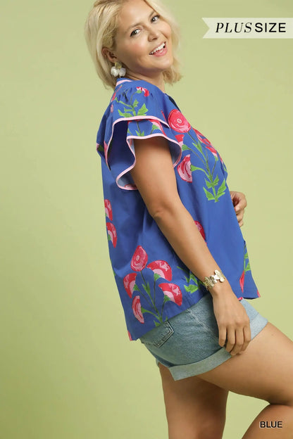 Blossom Blue Print Top