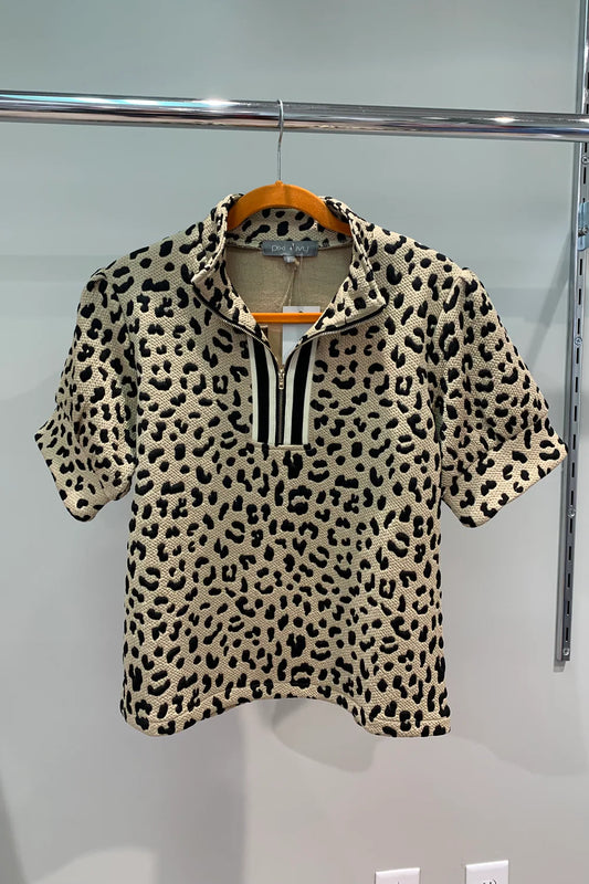 Libby Leopard Zip Top