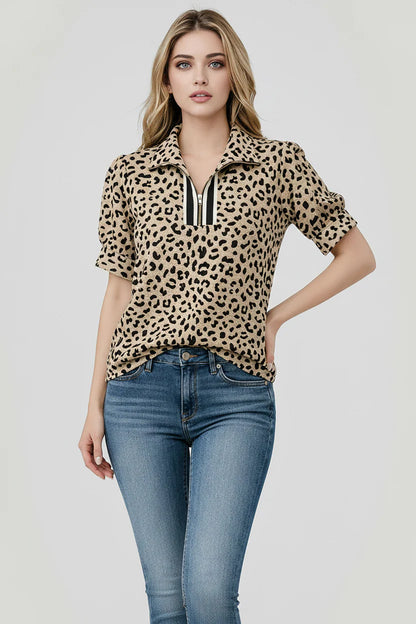 Libby Leopard Zip Top