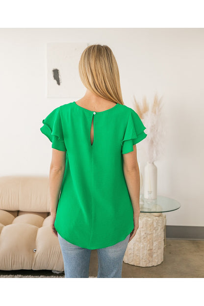 Greenly Ruffle Sleeve Top