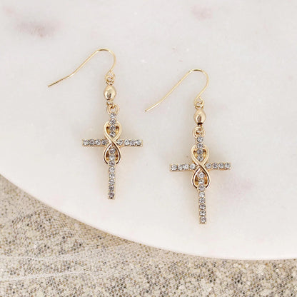 Crystal Infinity Cross Earrings