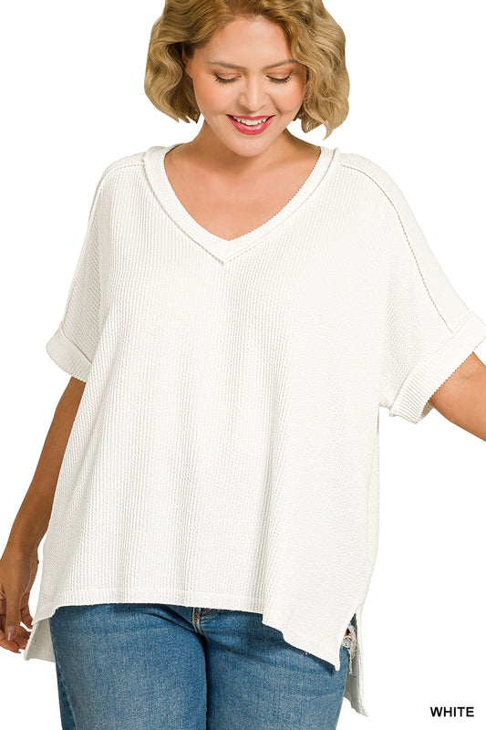 Whitney White Ribbed Top