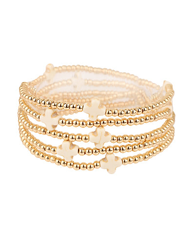 White Cross Stack Bracelet