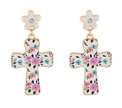 Cross Floral Earrings