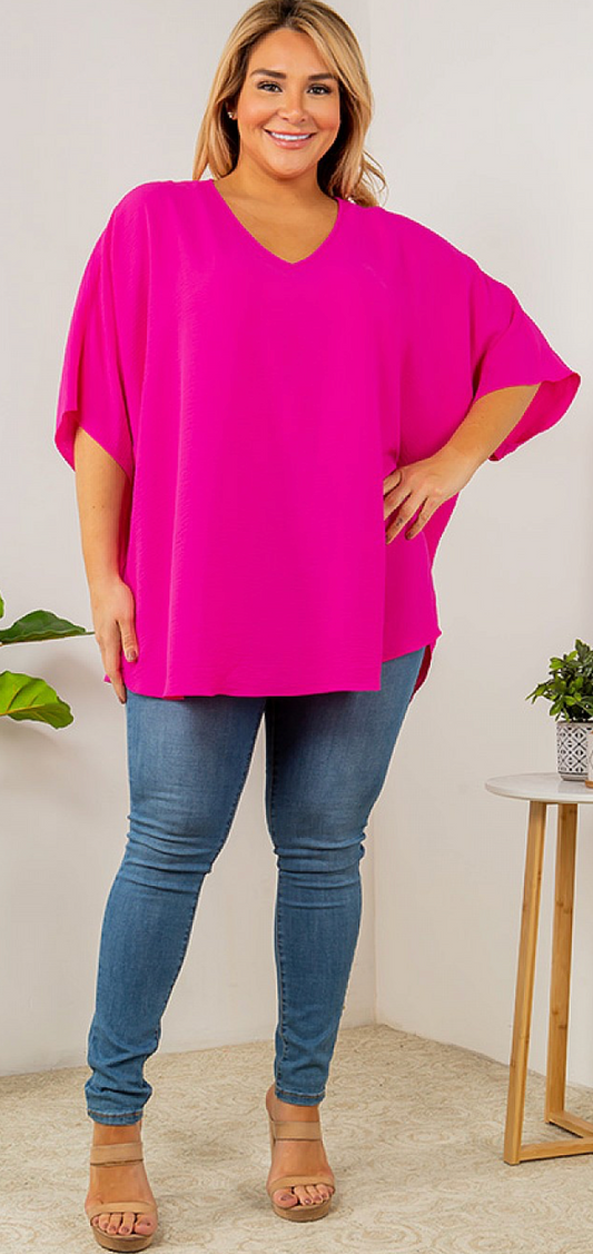 Flawless Fuchsia V-Neck Top