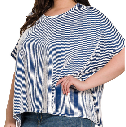 Plus Ribbed Oversized Top