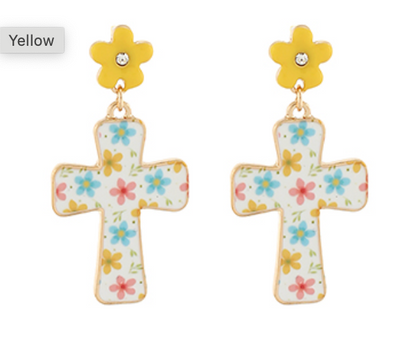 Cross Floral Earrings