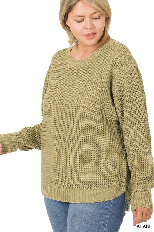 Plus Waffle Knit  Sweater