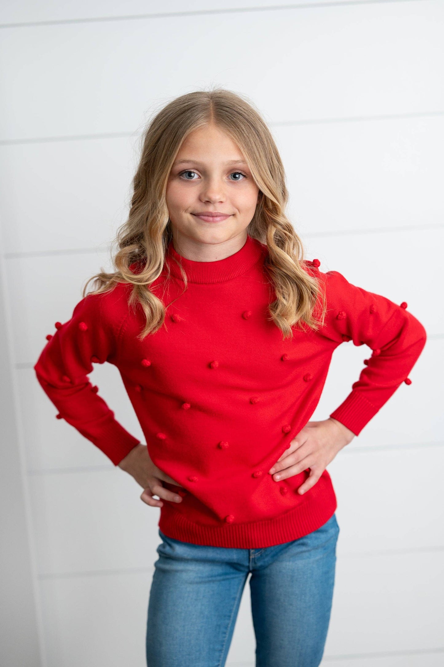 Red Pom Pom Crewneck