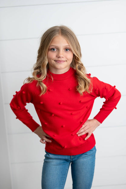Red Pom Pom Crewneck