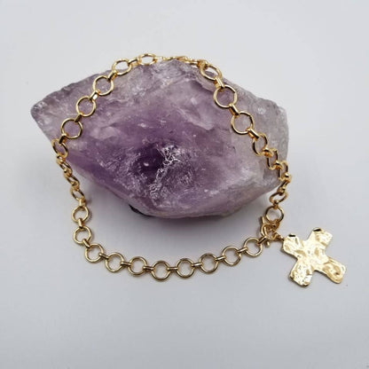 Hammered Cross Toggle Necklace