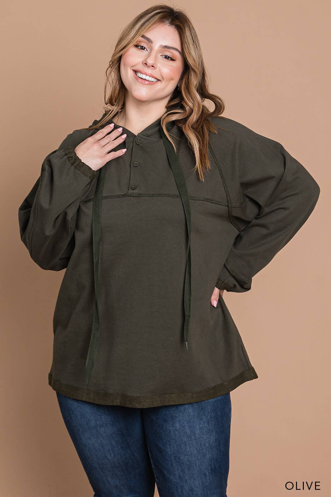 Plus Size Olive Hoodie