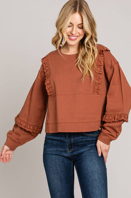 Sugar Almond Ruffle Top