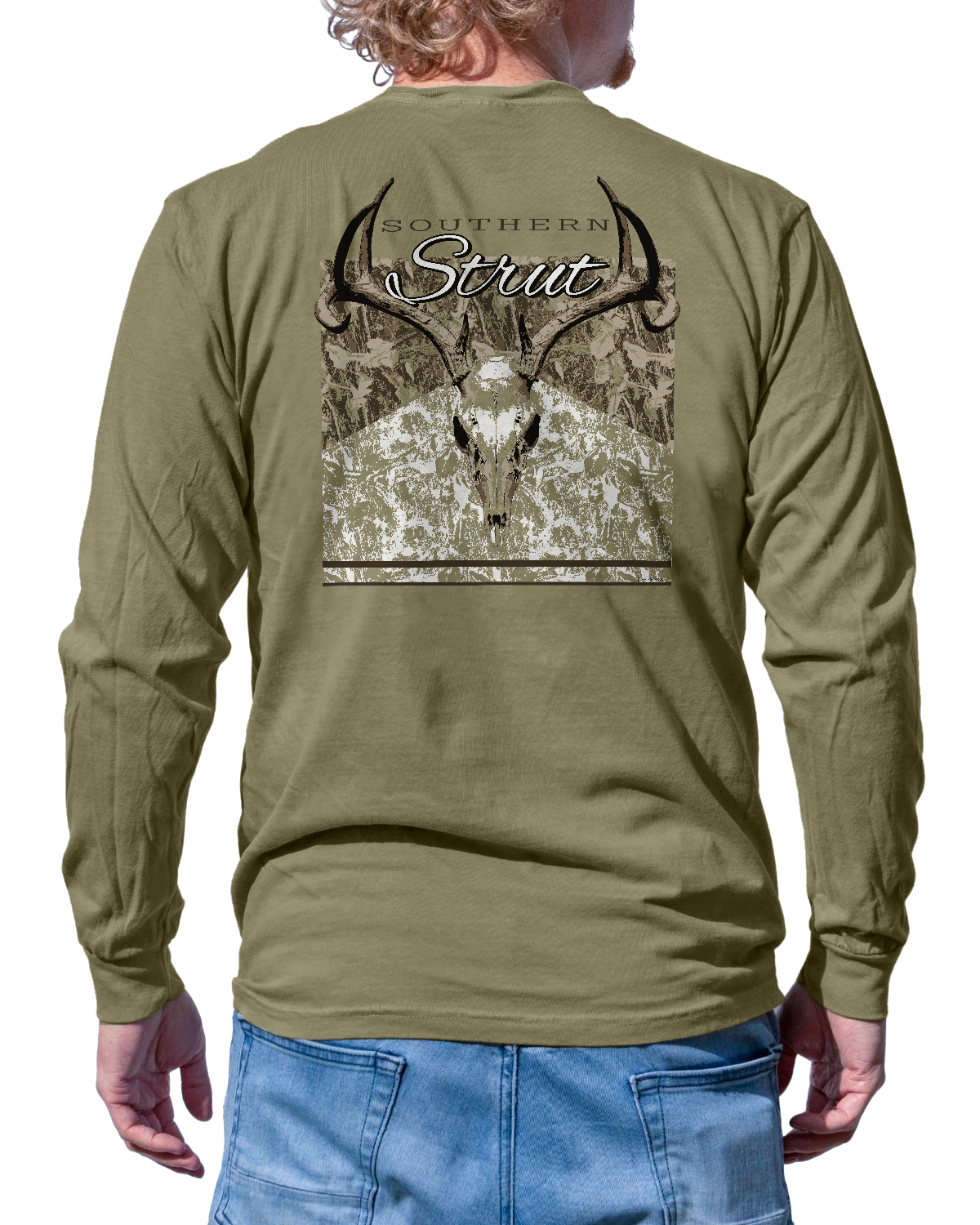 Southern Strut - Deer Label Long Sleeve: Khaki