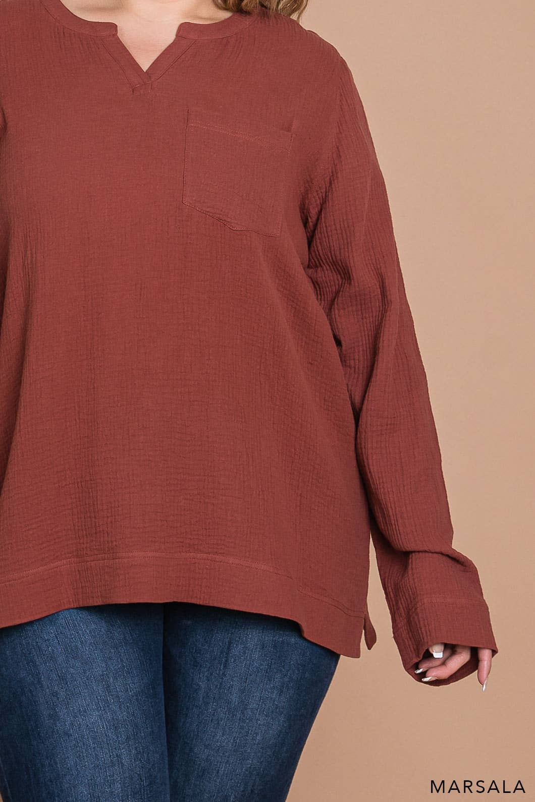 Plus Size Marsala Pullover