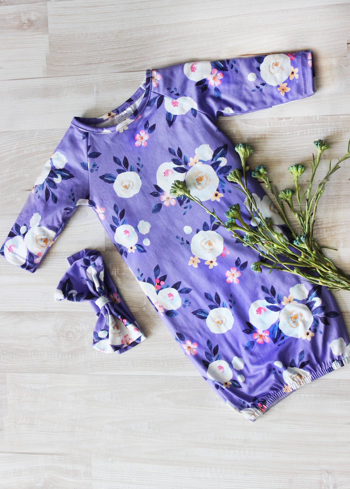 Lavender Baby Gown and Bow