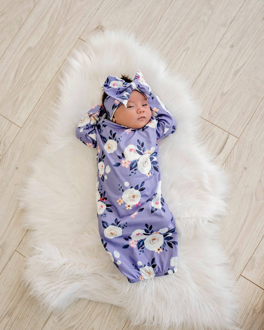 Lavender Baby Gown and Bow
