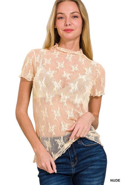 Lace Short Sleeve Top