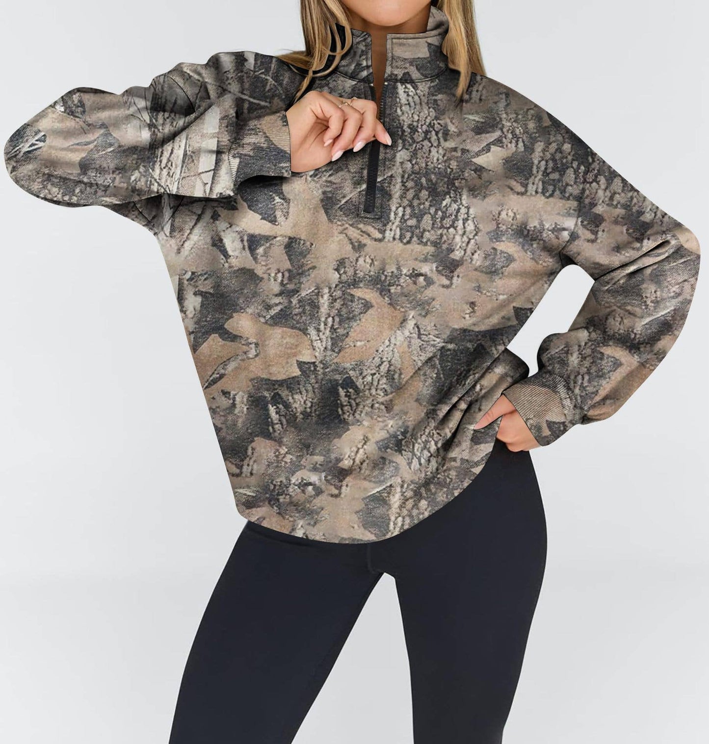 Woodland Camo Zip Pullover