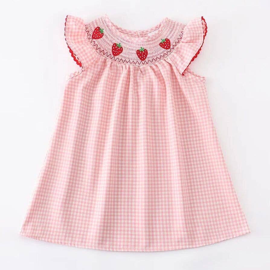 Strawberry Plaid Smocked Dress