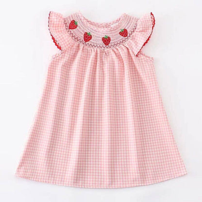 Strawberry Plaid Smocked Dress