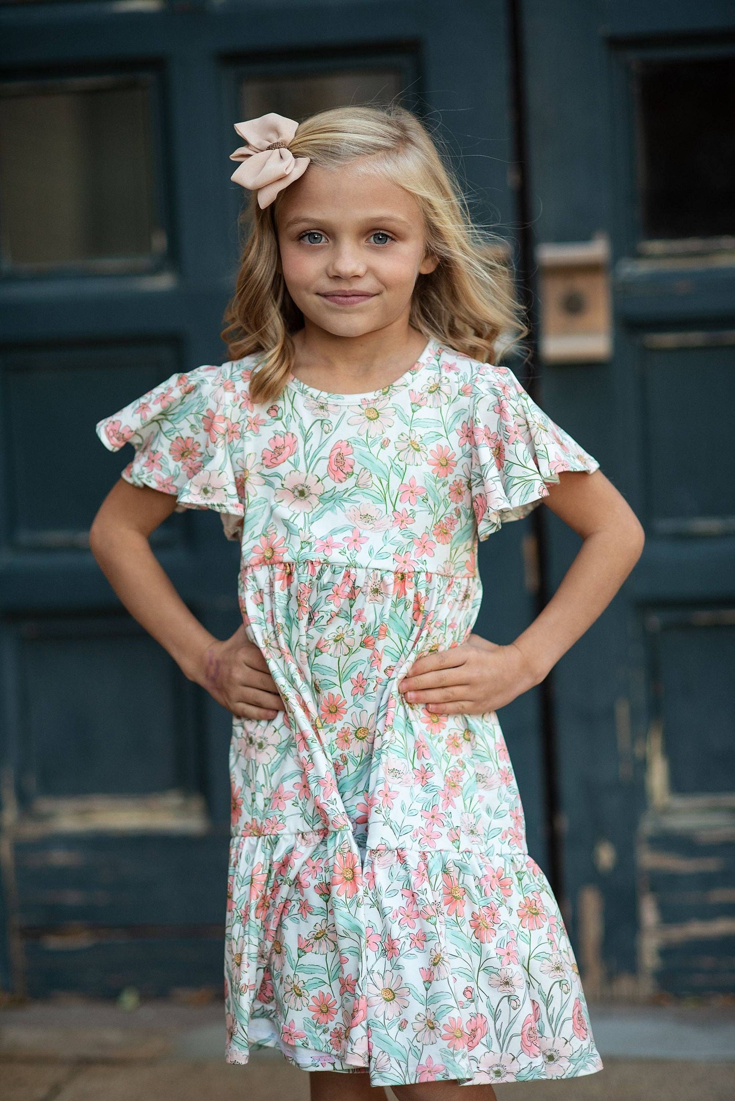 Vintage Beige Floral Dress