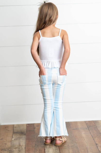 Kids Light Blue Stripe Flare Jeans
