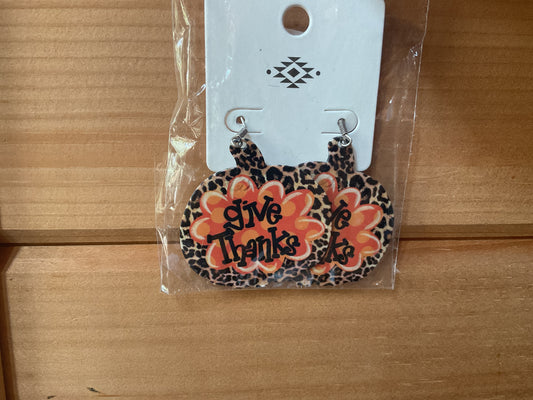 Give Thanks Pumpkin Earrings