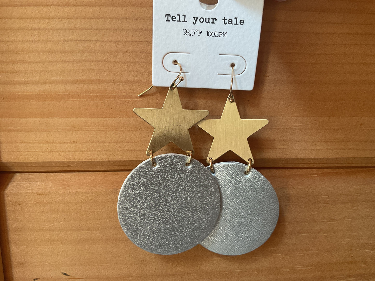 Leather Disc & Star Earrings